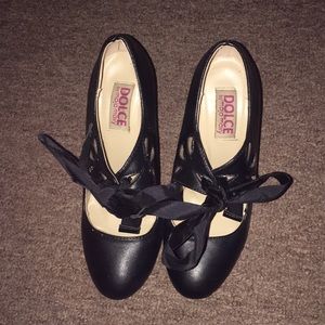 Women’s Black Heels with Ribbon laces